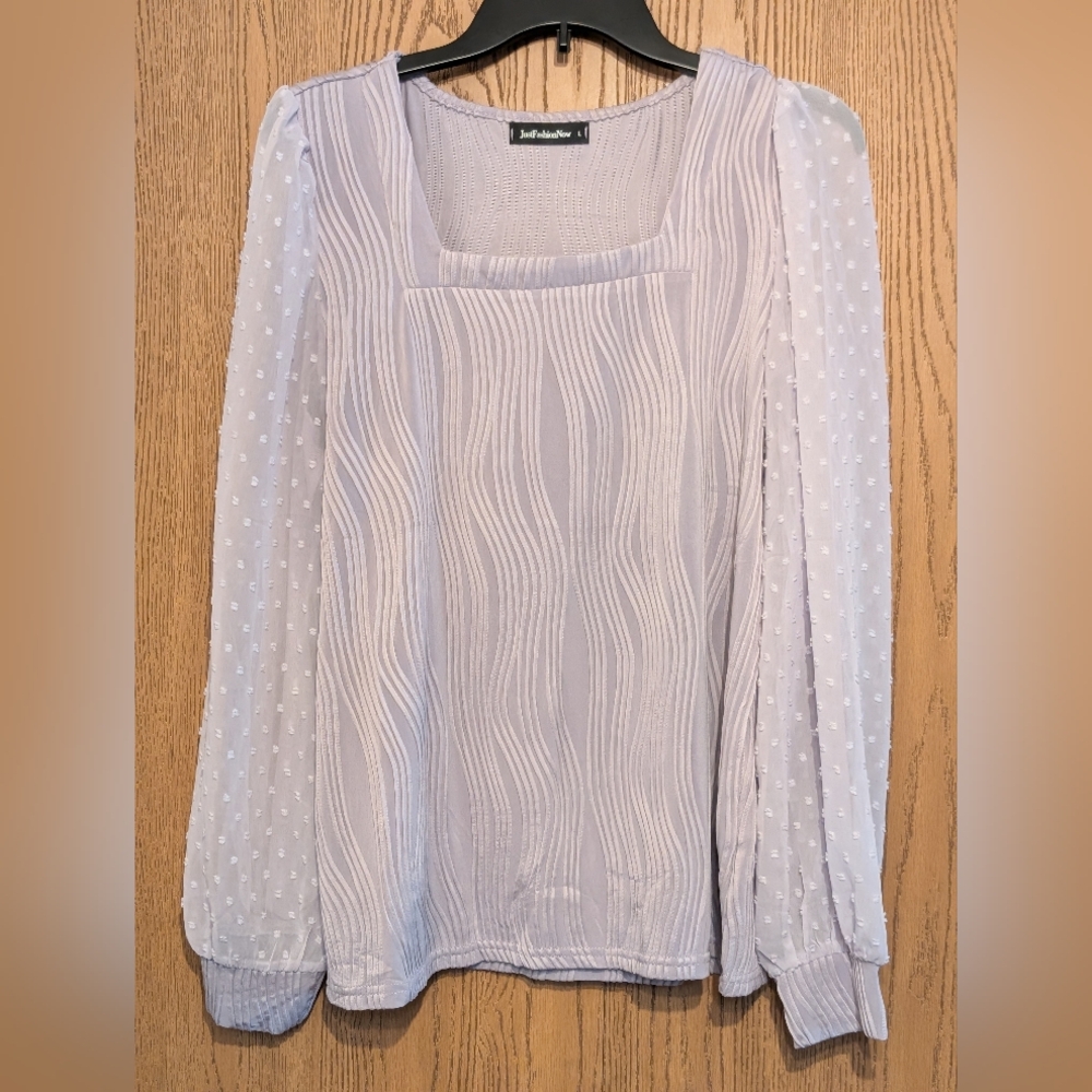 Elegant Lavender Blouse With Sheer Sleeves